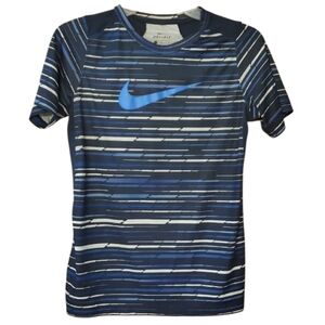 Nike Boys Navy and White Striped Dri-Fit Athletic Short Sleeve Tee‎ Size 10-12